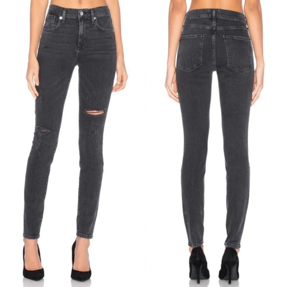 AGOLDE Sophie High Rise Crop Jean in Chelsea Destruct - Picture 1 of 12